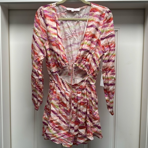 Meet Me In Santorini Pink, Orange, White Peekaboo Goddess Romper - Picture 4 of 16